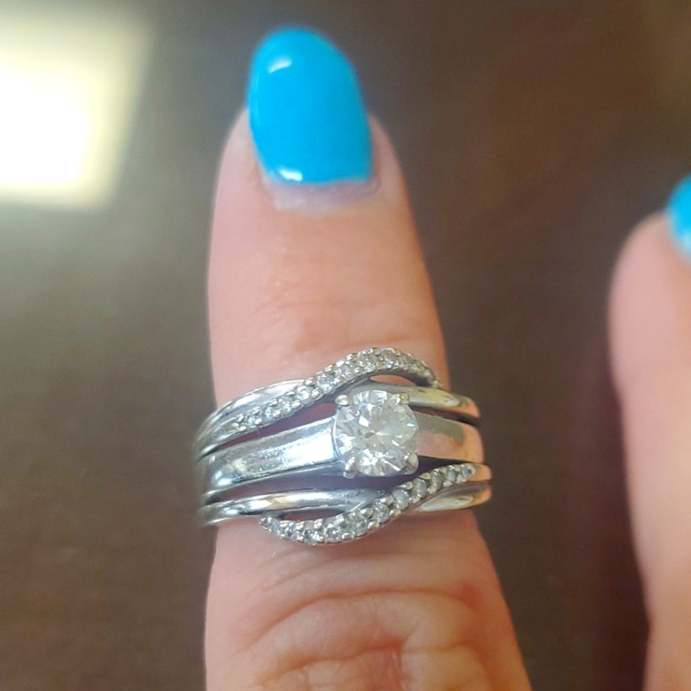 James Allen engagement ring with wedding band